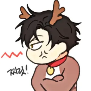 🐈‍⬛ 짜랏! en colère, noël, renne, dessin animé, bois, coréen whatsapp sticker