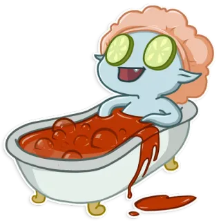 🛁 cartone animato, bagno, relax, cetriolo, spa whatsapp sticker