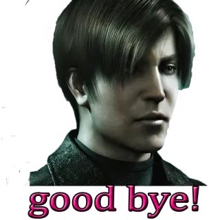 ✋ Leon S. Kennedy Resident Evil good bye! żegnaj, gra wideo, Resident Evil, Leon Kennedy whatsapp sticker