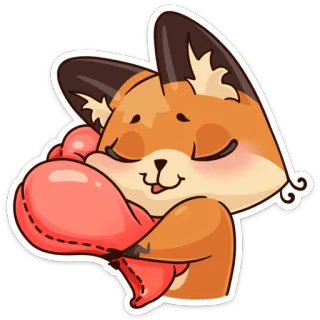 ☺️ zorro, lindo, animal, dibujos animados, abrazo, corazón, kawaii, feliz telegram sticker