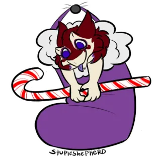 🎁 stupidshepherd рождество, чулок, леденец, собака, щенок, праздничный, милый telegram sticker