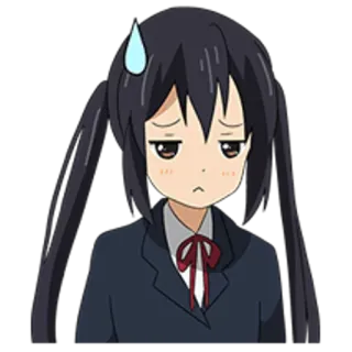 😰 Azusa Nakano K-On! Anime, Mangá, Garota, Desenho animado, Kawaii, Triste, Emocional telegram sticker