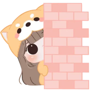 😼 Anime, Desenho animado, Parede, Fofo, Cachorro, Espiando, Kawaii telegram sticker