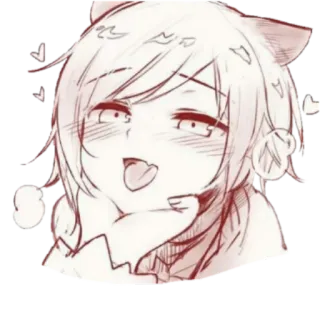 😝 anime, cat ears, blush, cute, manga telegram sticker