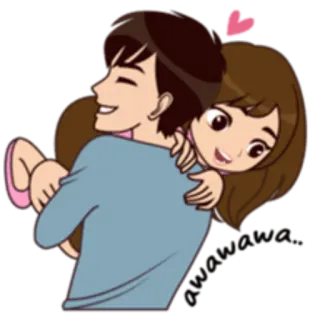 😁 dessin animé, couple, à dos, amour, amitié, mignon telegram sticker
