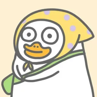 🐣 Ente, Cartoon, Niedlich, Tier, Figur, Gelb, Kopftuch whatsapp sticker
