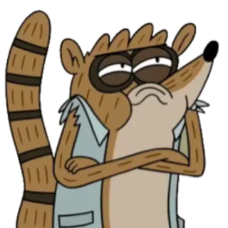 😠 Rigby Regular Show kreskówka, Rigby, Zwyczajny serial, szop pracz, postać telegram sticker