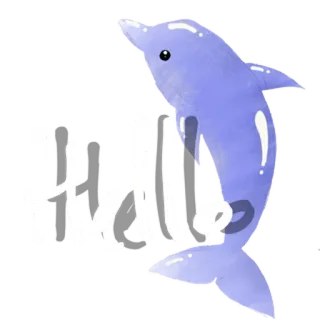 🐬 Hello! dolfijn, dier, groet, aquarel, schattig, vriendelijk whatsapp sticker