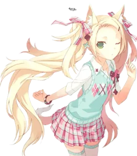 😽 anime girl, cat ears, kawaii, cute, school uniform, blond hair telegram sticker