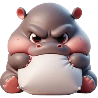 😤 하마, 만화, 동물, 귀여운, 화난, 포유류 telegram sticker