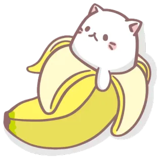 😒 mèo, chuối, kawaii, dễ thương, động vật, trái cây, nhãn dán telegram sticker