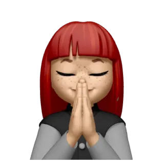🙏 Emoji, Persona, Capelli rossi, Mani giunte, Lentiggini, Saluto telegram sticker