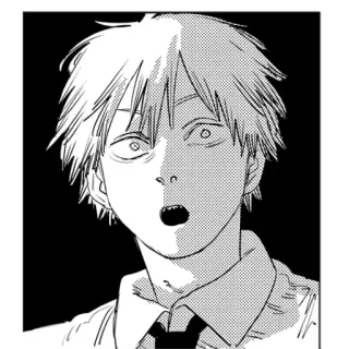 😮 Denji Chainsaw Man Denji, Chainsaw Man, Anime, Manga, geschockt, überrascht whatsapp sticker