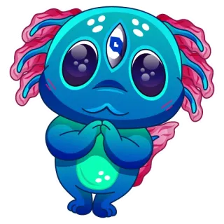 🙏 น่ารัก, สัตว์ประหลาด, น่าเอ็นดู, คาวาอิ, การ์ตูน, สามตา, สีฟ้า, สีชมพู telegram sticker