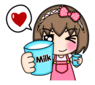 😉 Milk milk, cartoon, kawaii, cute, drink, girl telegram sticker