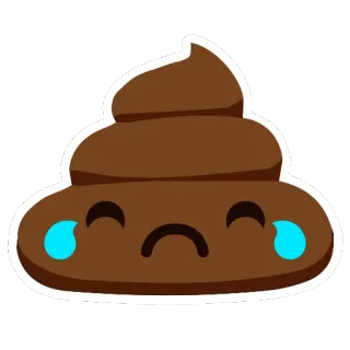 😢 caca, emoji, triste, pleurer, marron, dessin animé telegram sticker