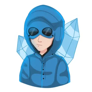 💎 personaje, azul, sudadera con capucha, cristales, dibujos animados, anime, arte digital whatsapp sticker