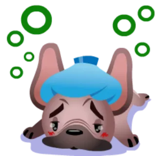 😨 cachorro, doente, doente, triste, bolsa de gelo telegram sticker