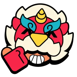 👍 角色, 卡通, 贴纸, 狮子, 脸 telegram sticker