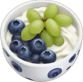 🤩 Essen, Gesund, Dessert, Trauben, Blaubeeren, Schüssel, Joghurt telegram sticker