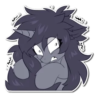 😧 ポニー, 怖い, 不安, 漫画, アニメ, クリーチャー, 哺乳類 telegram sticker