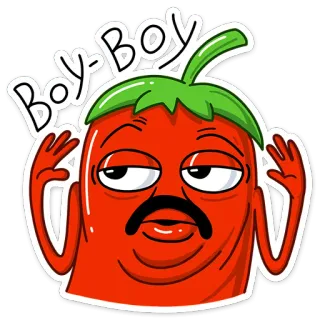 😬 BOY-BOY papryka, kreskówka, warzywo, chili, naklejka telegram sticker