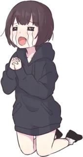🤗 Anime, Pleurs, Suppliant, Kawaii, Émotionnel, Triste, Fille whatsapp sticker