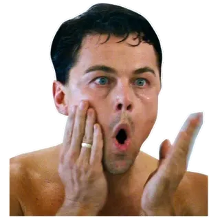 😊 Leonardo DiCaprio actor, hombre, sorpresa, impactado, expresión whatsapp sticker