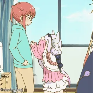 👊 Kobayashi and Kanna Kamui Miss Kobayashi's Dragon Maid telegram sticker