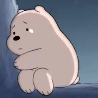 👂 Ice Bear We Bare Bears медведь, мультфильм, грустный, плачущий, белый медведь whatsapp sticker