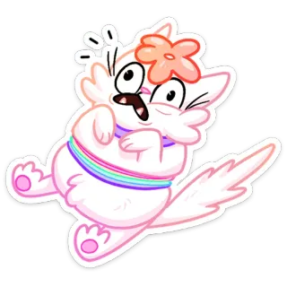 😬 gatto, arcobaleno, fiore, cartone animato, carino, adesivo telegram sticker