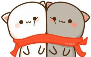 👫 再不要嗦嗦 gato, lindo, kawaii, bufanda, melocotón, animal, dibujo animado whatsapp sticker