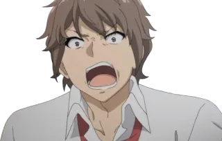 🤬 Sakuta Azusagawa Rascal Does Not Dream of Bunny Girl Senpai Anime, Geschockt, Ausdruck, Sakuta Azusagawa, Rascal Does Not Dream of Bunny Girl Senpai telegram sticker