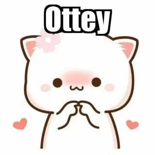 ⚜ Ottey chat, mignon, autocollant, dessin animé, animal, kawaii, pêche, rose whatsapp sticker
