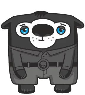 😞 desenho animado, animal, personagem, urso, quadrado, caveira, roupa telegram sticker