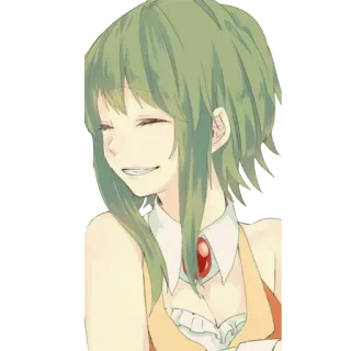 😁 Anime, Manga, Mädchen, Grüne Haare, Lächelnd, Süß telegram sticker