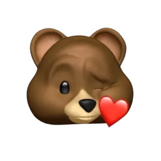 🐻 bear, emoji, heart, animal, cute, love, winking whatsapp sticker
