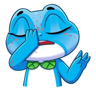 🤦‍♂ rana, carino, animale, cartone animato, blu, emoji, personaggio, illustrazione whatsapp sticker