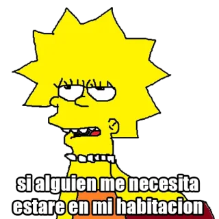 😒 Lisa Simpson The Simpsons si alguien me necesita estare en mi habitacion dessin animé, Lisa Simpson, Simpsons, animé, drôle, espagnol telegram sticker