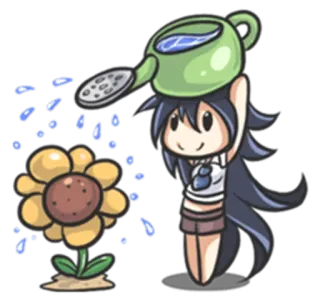 🌷 gardening, flower, watering, cartoon, plant, garden, watering can telegram sticker