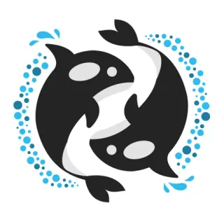 ☯ orca, whale, dolphin, sea, animal, ocean, marine telegram sticker