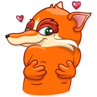 ❤ fox, cartoon, animal, love, heart, cute, orange, sticker telegram sticker