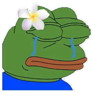 😭 Pepe the Frog pepe the frog, meme, chorando, flor whatsapp sticker