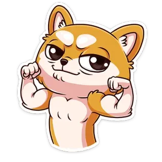 💪 cane, muscoli, forte, carino, divertente, cartone animato, animale whatsapp sticker