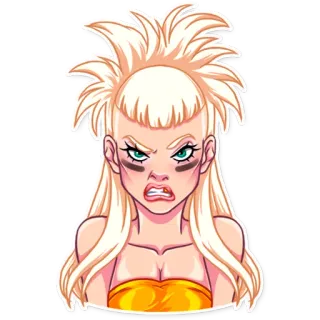 😡 en colère, blonde, femme, dessin animé, expression, grincheux telegram sticker