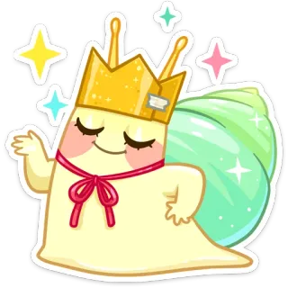 👑 siput, mahkota, imut, kartun, stiker, kawaii whatsapp sticker