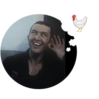 🐔 hombre, pollo, bocadillo de pensamiento, persona, animal whatsapp sticker