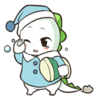 😴 dinossauro, fofo, desenho animado, sonolento, pijama, kawaii whatsapp sticker