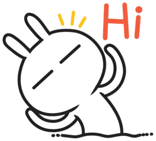 ✋ Hi conejo, dibujos animados, saludo, hola whatsapp sticker