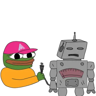 😜 Pepe the Frog Pepe, Frog, Meme, Robot, Plug, Internet Culture telegram sticker